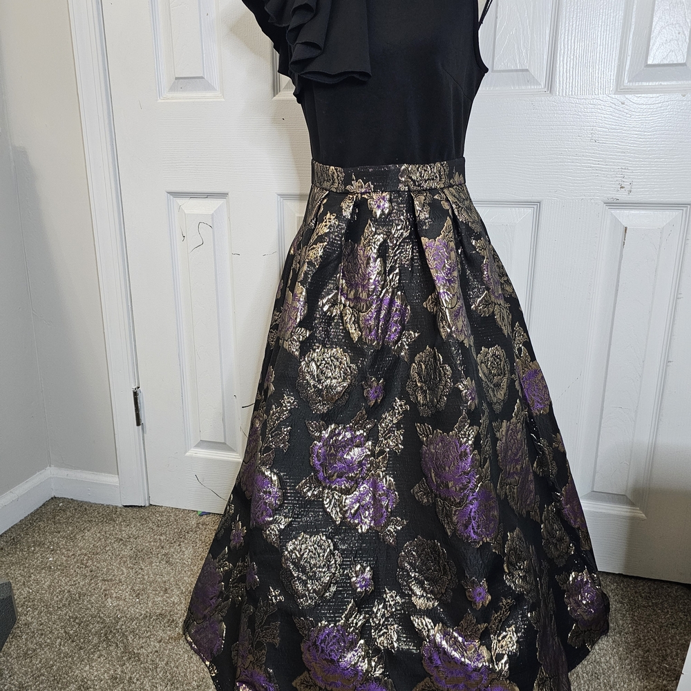 Black and Purple Floral Midi Dress